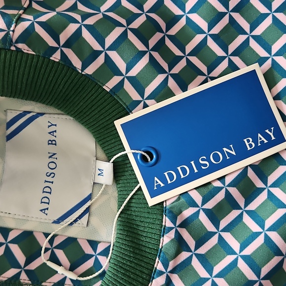 Addison Bay Long Sleeve Vine Dress: Geo Trelis- Green/Pink/Teal - Picture 8 of 15